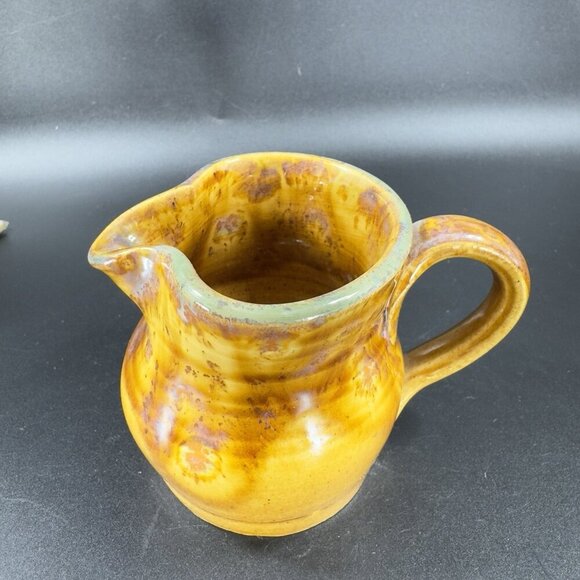 Vintage Hand Made Pottery Stoneware Small Pitcher Carafe Creamer Artist Signed - Picture 9 of 11